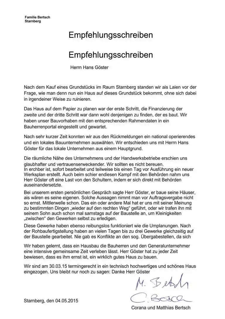Referenz Familie Bretsch