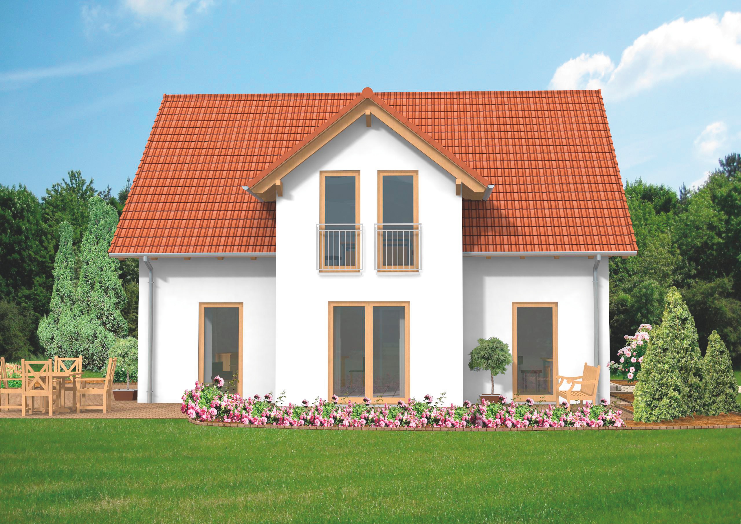 Haustyp C23 – Gartenansicht mit Terrasse