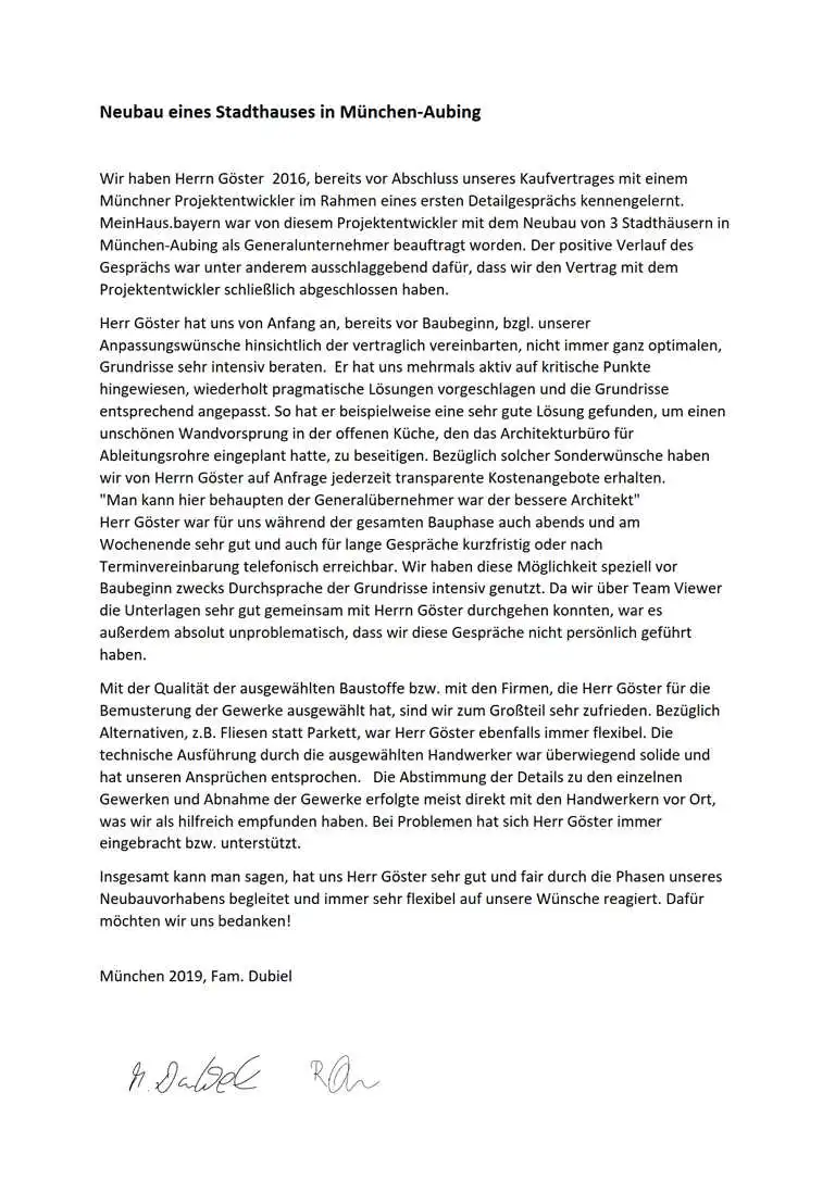 Referenz Familie Dubiel